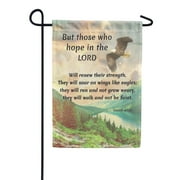 America Forever Bible Verse Garden Flag - 12.5 x 18 inch - Isaiah 40:31 Hope In The Lord - Christian Quotes Double Sided Religious Outdoor Yard Decorative Inspirational Faith Flag