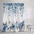 thumbnail image 3 of Shower Curtains for Bathroom, Blue White Pumpkins Waterproof Fabric Shower Curtain, Thanksgiving Fall Blue Eucalyptus Leaves Decorative Bathroom Curtain for Bathtub, 66"x72", No Hooks Included, 3 of 9