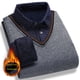 thumbnail image 5 of Suéter grueso y cálido con forro polar para hombre, camisa de punto con cuello de camisa de dos piezas falsas de otoño e invierno, 5 of 5
