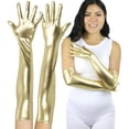 thumbnail image 2 of ToBeInStyle Women's Extra Long Metallic Gloves - Gold, 2 of 4
