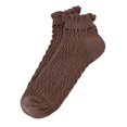 thumbnail image 3 of opolski 1 Pair Women Socks Low-cut Shirribg Edge Hollow Out Mesh Solid Color High Elasticity Anti-slip Thin Soft Breathable Sweat-absorption Anti-shrink Short Boat Socks Coffee, 3 of 8