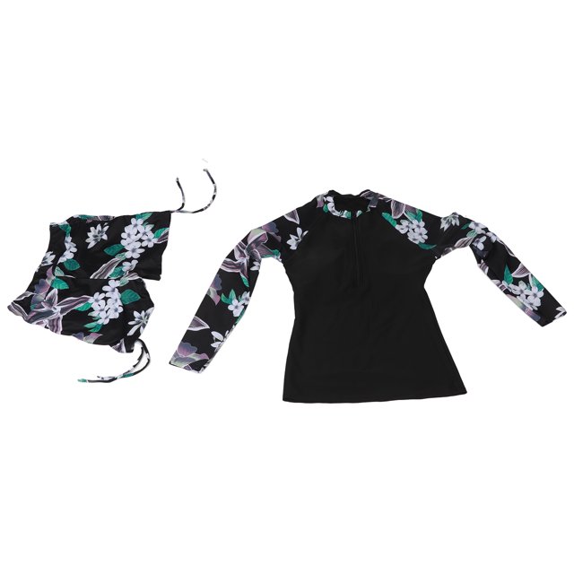Traje de Baño de Mujeres Largas de 2 Piezas Swimsuits Manga Larga Control de Abdomen