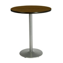 KFI Studios Mode 2.5' Round Bistro Table, Walnut, Silver Base