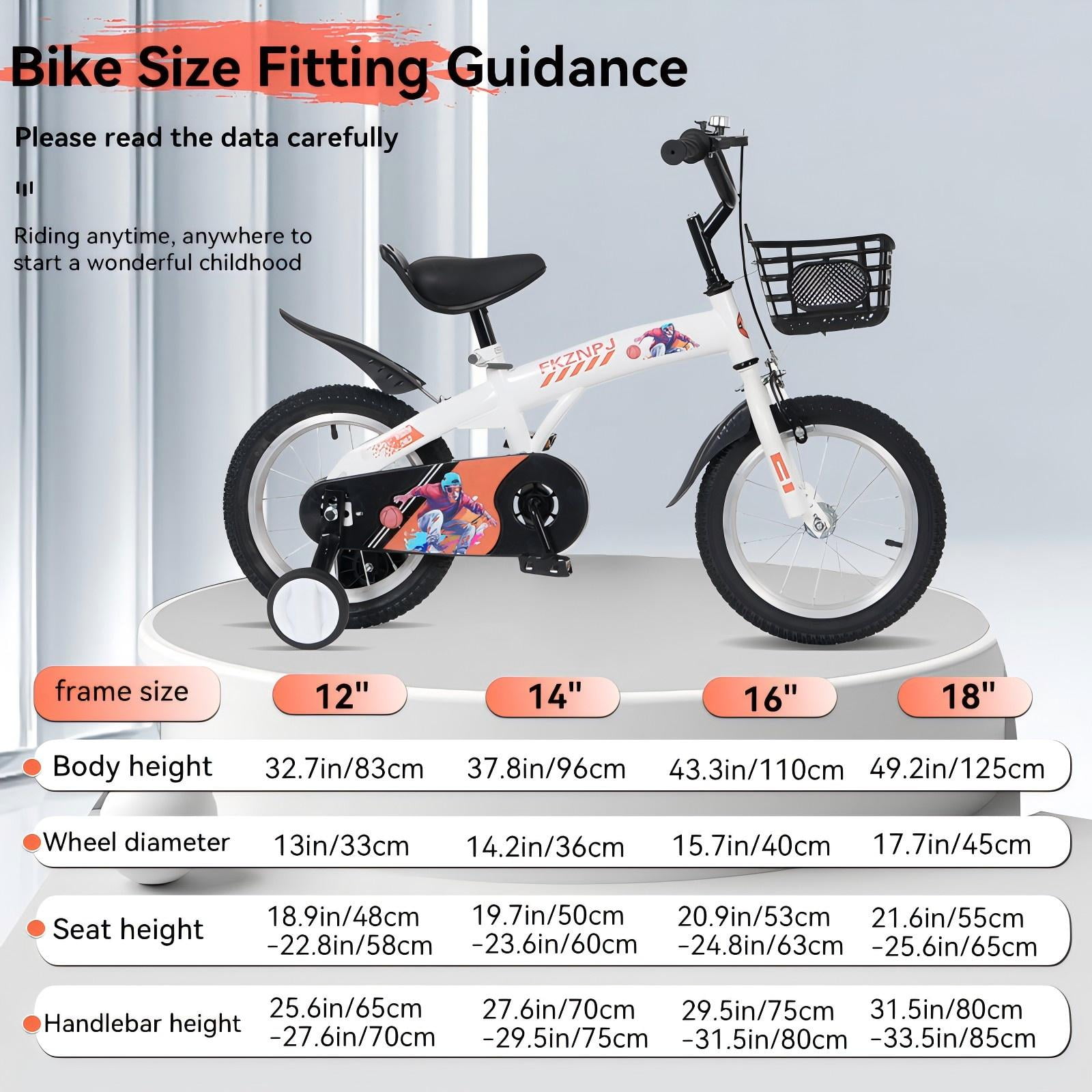 Aukfa 18-Inch Kids Bike for Boys & Girls Ages 5-10,Balance Bikewith Training Wheels, Coaster Brake & Front V-Brake,White