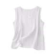 thumbnail image 2 of Cotton Linen Tank Tops for Women V Neck Loose Casual Sleeveless Summer Lightweight Blouses White XL, 2 of 4