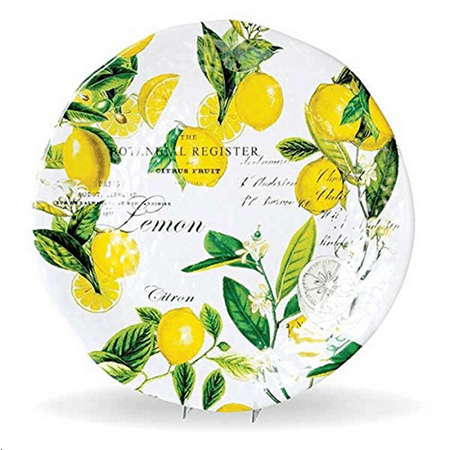 Gray Round Platter - Michel Design Works Large Round Serveware Platter, Lemon Basil