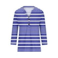 thumbnail image 4 of TKLPEHG 3/4 Length Sleeve Womens Tops Lightweight Loose Going Out Tops Button V Neck Tshirt 3/4 Sleeve T Shirts Summer Striped Print Graphic Tee Casual Blouse(Blue,XXL), 4 of 5