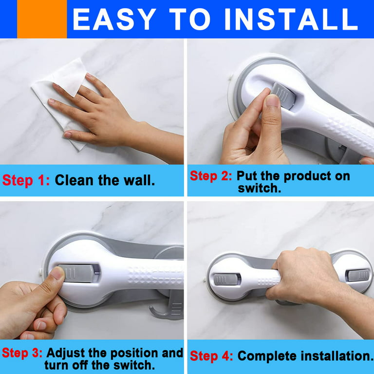 Suction Cup Shower Handle, [3 Suction Cup] Shower Grab Bars for