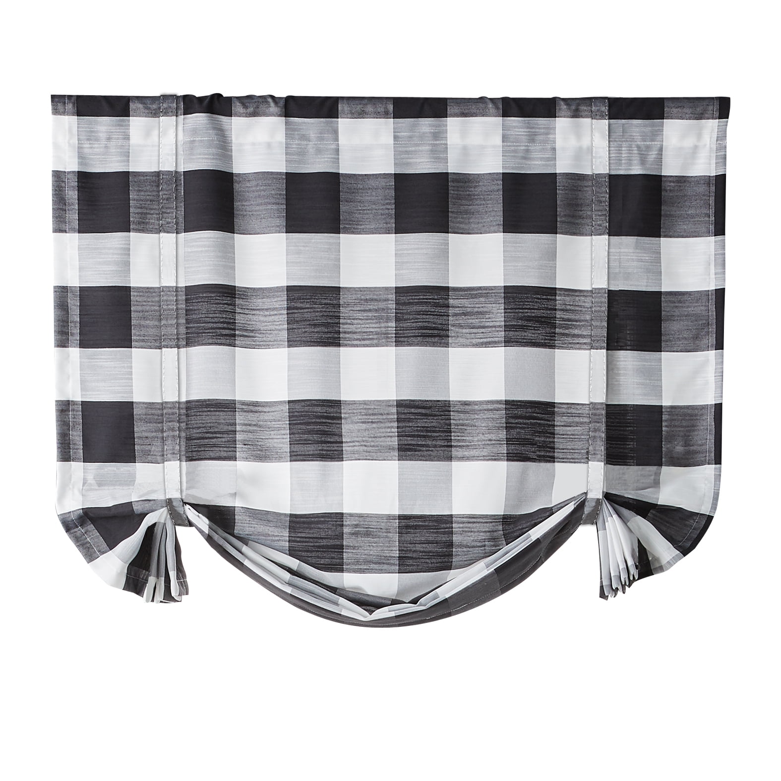 Better Homes & Gardens Black/White Balloon Shade Light Filtering Rod Pocket Curtain Panel, 42" x 63"