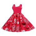 thumbnail image 2 of Robe Imprimée pour la Saint-Valentin pour Femmes, Col en U, Sans Manches, Fermeture Éclair, Grand Ourlet, une Pièce, S/ M/ L/ TG/ TTG, 2 of 7