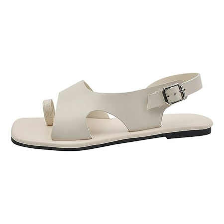 

CBGELRT Sandles Women Tan Sandals Casual Side Hollow Belt Buckle Flat Bottom Roman Shoes Women s Summer Sandals Fashion Women s Sandals Arch Support Sandals Women s