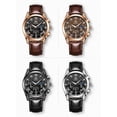 thumbnail image 4 of OLEVS Mens Watches Luxury Chronograph Moon Phase Waterproof Luminous Brown Leather Strap Date Rose Gold Classic Watch for Men, 4 of 13