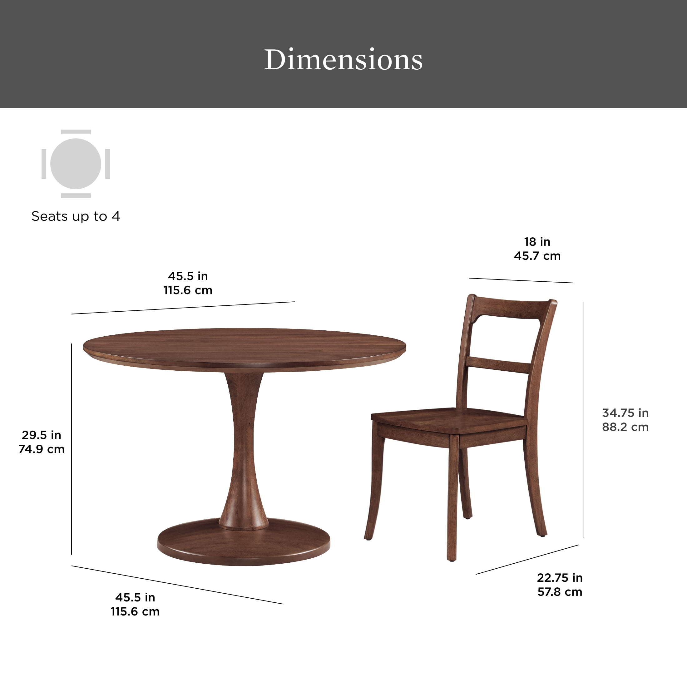 Better Homes & Gardens Ellis 5-Piece Dining Set, Walnut Finish