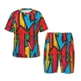 thumbnail image 1 of Balery Colorful Arrow Graffiti Pattern Conjunto de Pijama Infantil de Manga Corta con Estampado – Ropa de Dormir de Algodón Suave-X-Large, 1 of 6