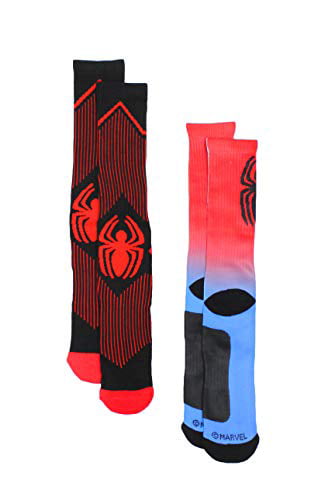 2 Pair Marvel Spider-Man Men's Crew Socks Shoe Size-6-12 Sock 10-13 Gift L3 