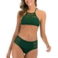 thumbnail image 2 of JDEFEG Bathing Suits for Juniors Shorts Neck Women's Waist High Swimsuit V Two Pieces Crochet Set Lace Bikini Swimwears Set Swimsuits for Women 3 Piece Green S, 2 of 7