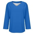 thumbnail image 6 of Breezora Women Casual V Neck Long Sleeve Tshirts Basic Tee Tops 2025 Fall Trendy Three Quarter Sleeve XXXL Size Blue, 6 of 6