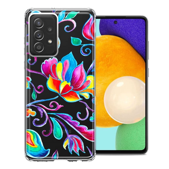MUNDAZE Case For Samsung Galaxy A72 Bright Colors Rainbow Water Lilly Floral Phone Cover