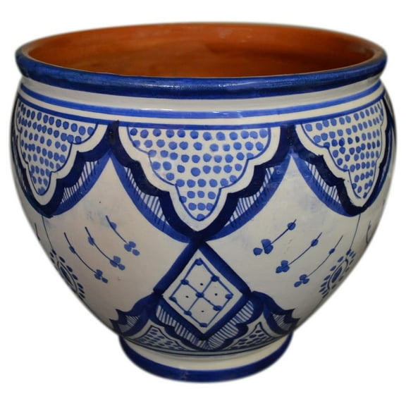 Flower Pot Moroccan Spanish Garden Drain Hole Ceramic Planter Handmade Multicolor Large