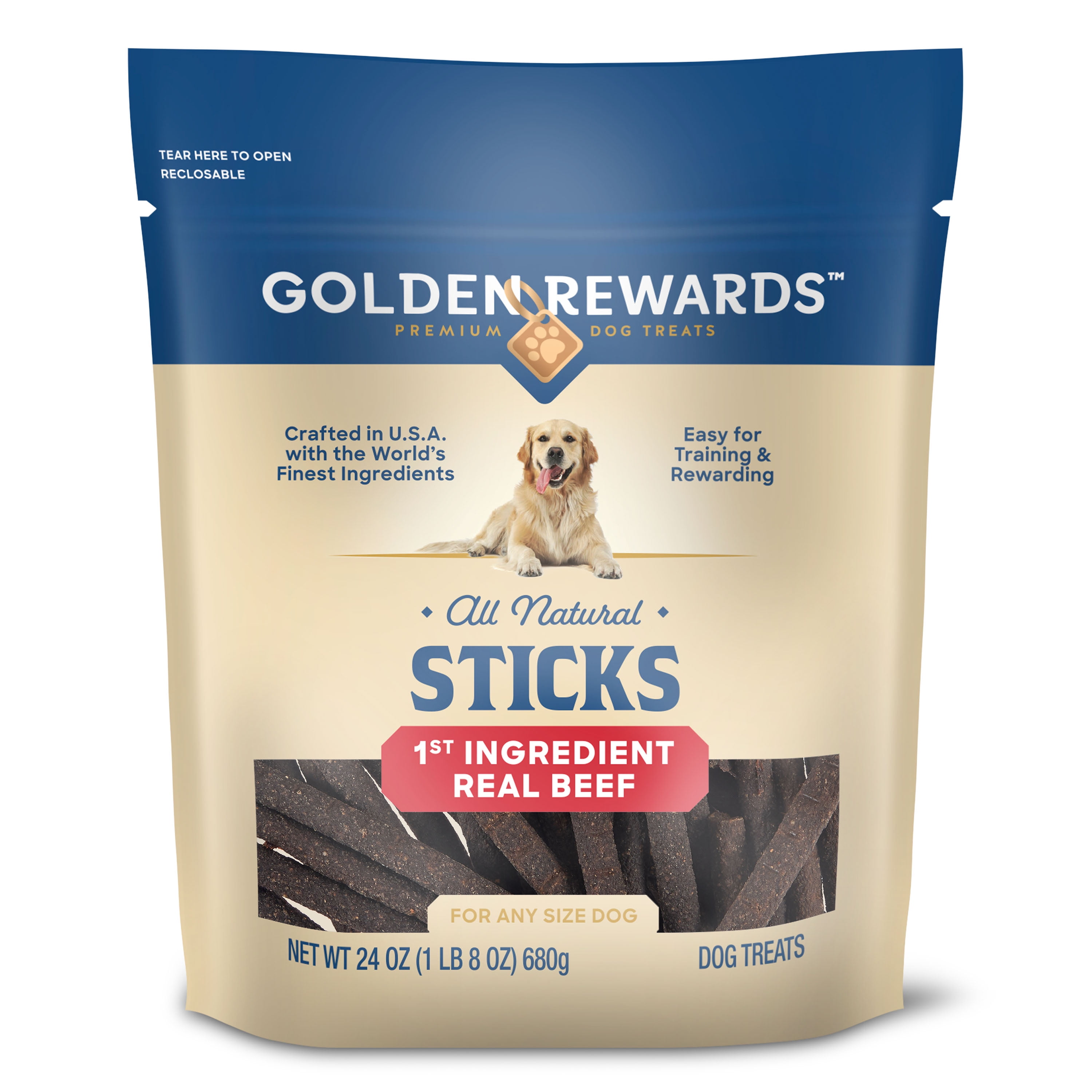 Golden Rewards All Natural Beef Flavor Sticks For Dogs 24 Oz Bag Walmart Com