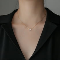 Cute Iced Out Tiny Round Pendant Necklace Female 14K Yellow Gold Clavicle Chain For Women Jewelry Chocker
