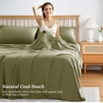thumbnail image 5 of AiAngu Bamboo California King Sheet Set, Luxury Soft 4 Pieces Bed Sheets with 18" Deep Pocket, Sage Green, 5 of 8