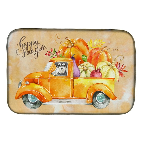 Caroline's Treasures Fall Harvest Schnauzer Dish Drying Mat