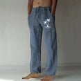 thumbnail image 1 of Puntoco Pantalones casuales largos para hombre, pantalones casuales con estampado de moda para hombre, cintura elástica con bolsillos, pantalones deportivos, 1 of 3