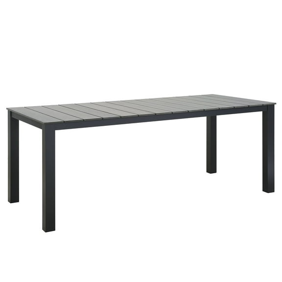 Modway Maine 80" Outdoor Patio Dining Table in Brown Gray