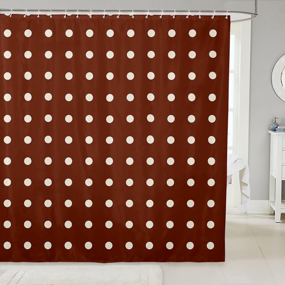 Brown Polka Dot Shower Curtain for Bathroom Waterproof Fabric 71x71 inches