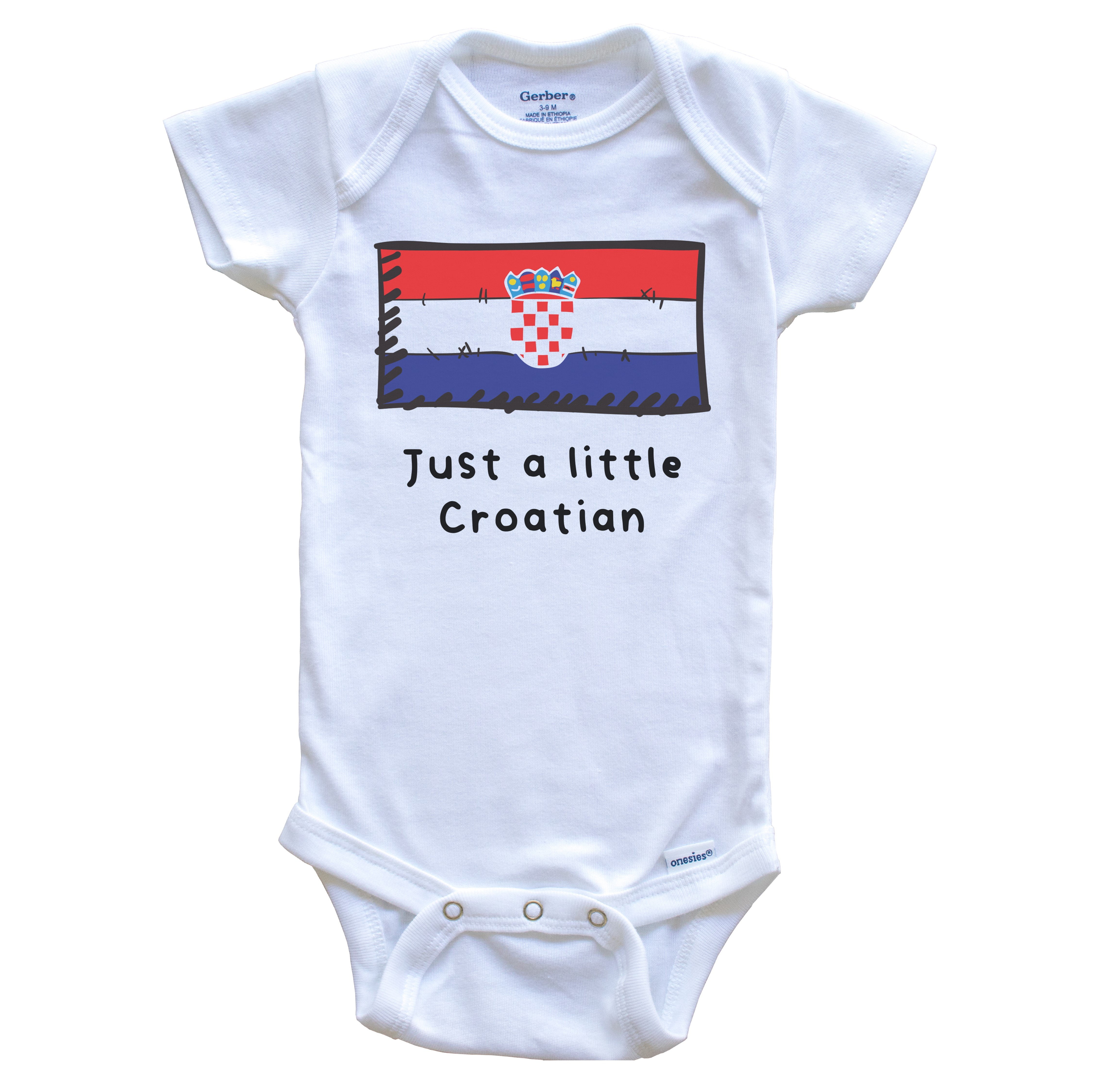 Just A Little Croatian Funny Cute Croatia Flag Baby Bodysuit