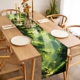 thumbnail image 3 of Green Forest Table Runner - 120 Inch Long Nature Spring Scenic Woodland Cotton and Linen Blended Dress Scarves Farmhouse Table Runner for Kitchen Dining, Coffee Table, 13" x 120", 3 of 8