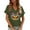 #181-Army Green, variant on Xuyuer Ladies' Carnival Printed V-neck T-shirt Casual Short sleeved Top/Shirt