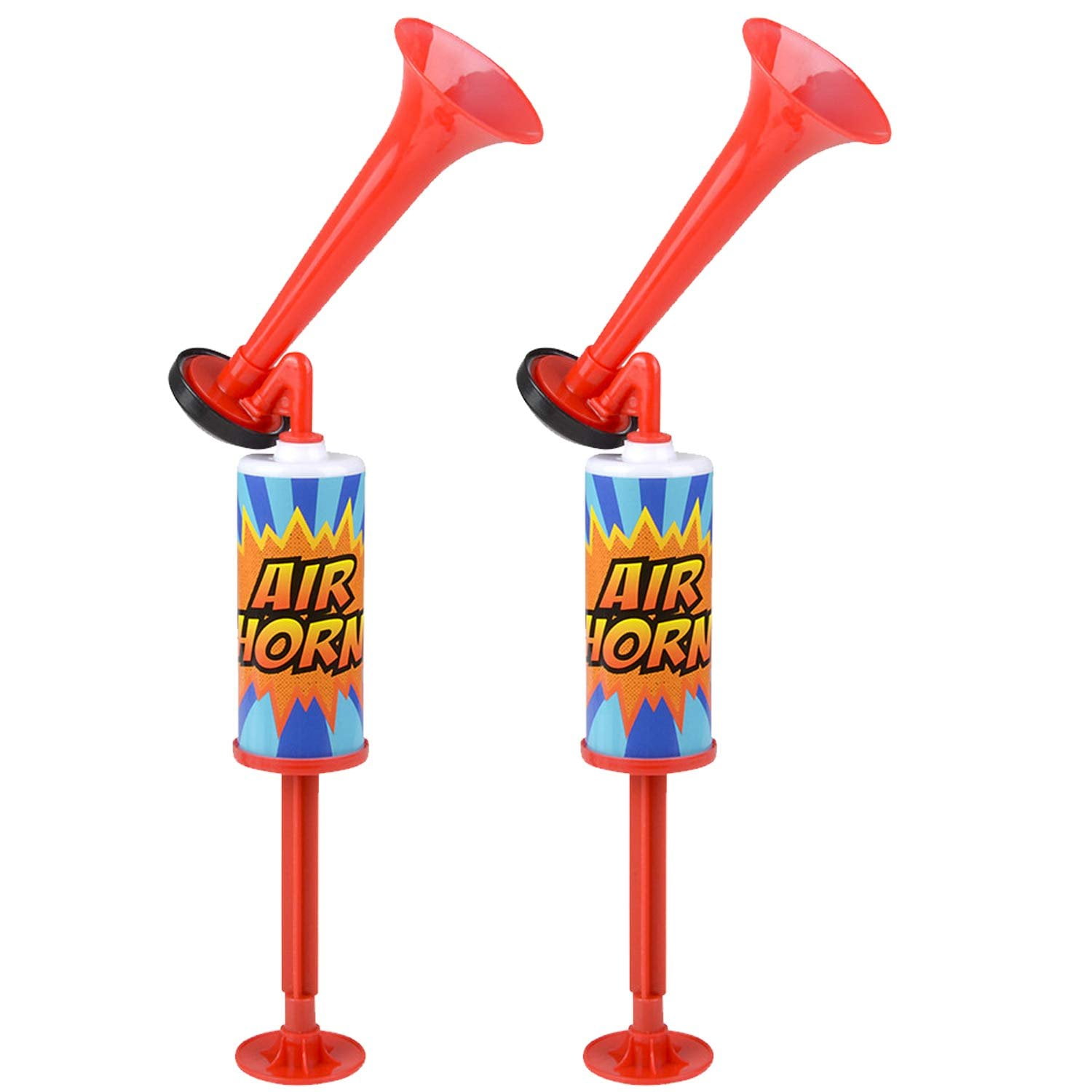 Kicko Party Air Horns with Hand Pumps 2 Pack for Celebration Noisemaker, Cheerleading
