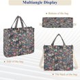 thumbnail image 6 of FORMRS Womens Corduroy Tote Bag Crossbody Shoulder Purse Handbag with Detachable Strap, Blue Floral Horses Pattern, 6 of 7