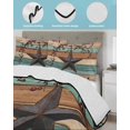 thumbnail image 4 of Quilts Twin Size, Teal Brown Texas Star Soft Comforter Bedding Set for Bed, Retro Country Star Farmhouse Wooden Lightweight Quilted Bedspread with Pillow Cover(2 Pieces) for All Season, 68x86 Inch, 4 of 6