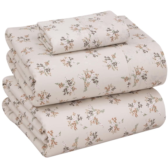 RUVANTI 100% Cotton Sheets – Twin Size Percale Bedding, Cooling & Breathable Floral Design, Durable with a Crisp, Soft & Comfortable Feel, 16" Deep Pocket, 3-Piece Set, Twin Spring