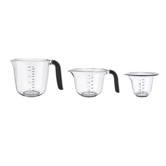KitchenAid 3-Piece Stackable Plastic Measuring Cup Set, Black