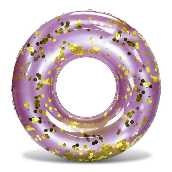 CoTa Global Inflatable Ring Pool Float - Stylish Confetti Pool Float Premium UV Resistant Swim Tube Floats for Adults and Kids, Heavy Duty Inflatable Pool Rings for Beach, Lake, 36 Inch - Purple Gold