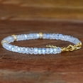 thumbnail image 3 of Rainbow Moonstone 3-3.5mm Rondelle Shape Faceted Cut Beads 7 inch Gold Plated Clasp Bracelet for men, women, unisex. Link Chain Stacking Bracelet.|LINK_05678, 3 of 4