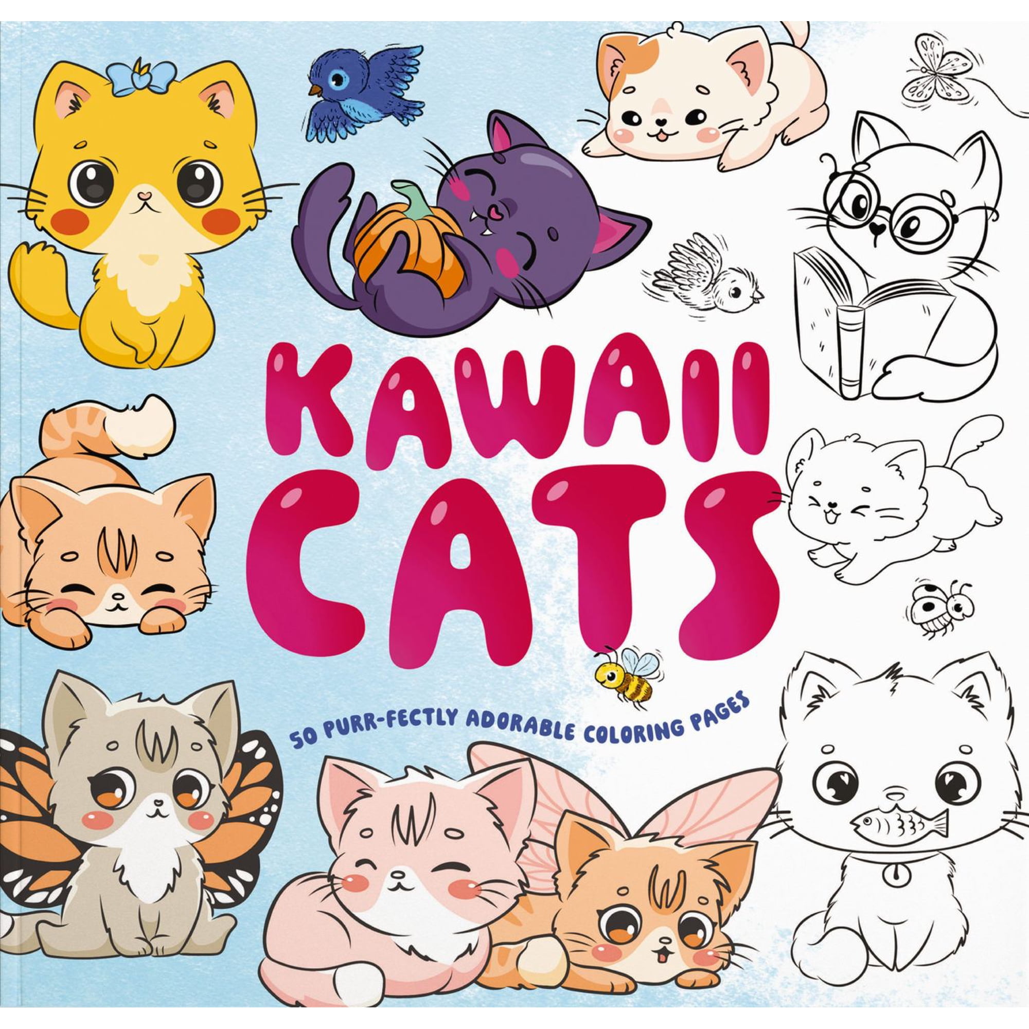 Kawaii Cats: 50 Purr-Fectly Adorable Coloring Pages, 112 pages (Paperback)