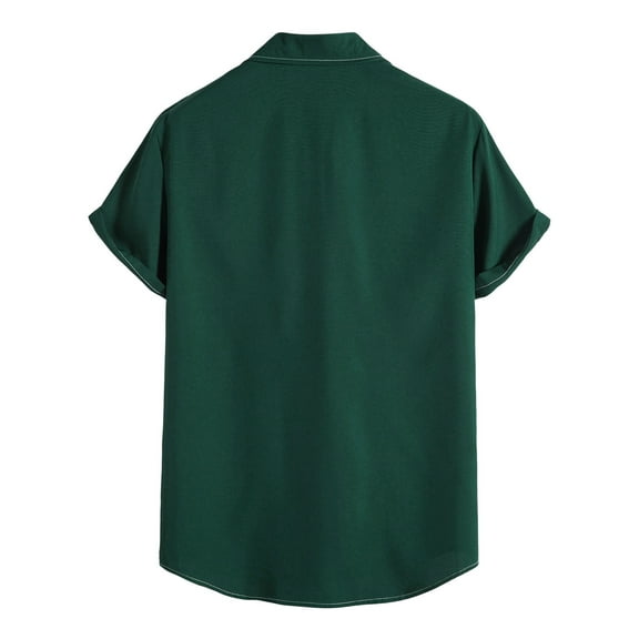 TAIAOJING Men Casual Shirts For Summer Solid Color Turndown Collar Short Sleeve Button Down Blouse Shirt