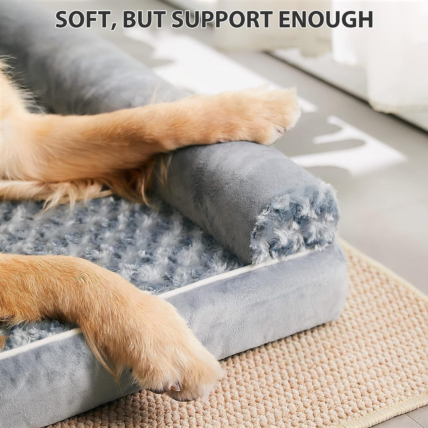 Washable Dog Beds for Large Dogs, Orthopedic Dog Bed Large, Big Dogs Couch Bed with Removable Washable Cover, Waterproof Lining and Nonskid Bottom, Egg-Crate Foam Pet Sofa for Sleeping