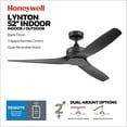 thumbnail image 2 of Honeywell Lynton 52" Ceiling Fan w/ Remote, & Reversible Blades, Matte Black, 2 of 11