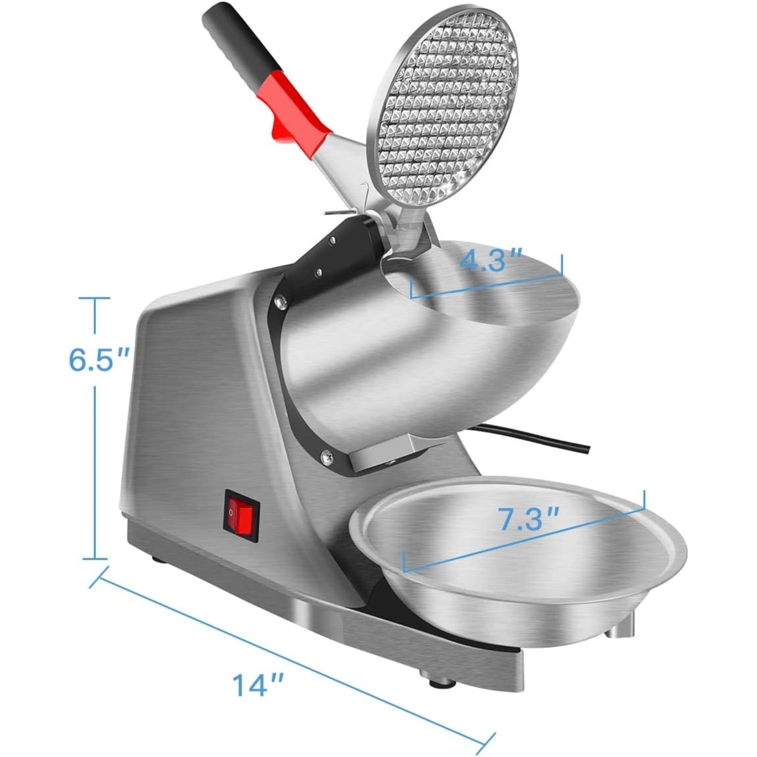 Snow Cone Machine Shaved Ice Machine Ice Crusher with Stainless Steel Blade Kitchen Electric for Shaved Ice and Snow Cone (300W 2000r/min) Also Comes with a Free Ice Pick and Ice Cube Tray
