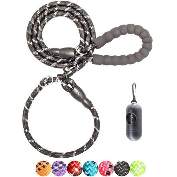 BAAPET 6 Feet Loop Dog Leash, Anti-Choking, Upgraded Durable Rope Cover, Comfortable Padded Handle, Black