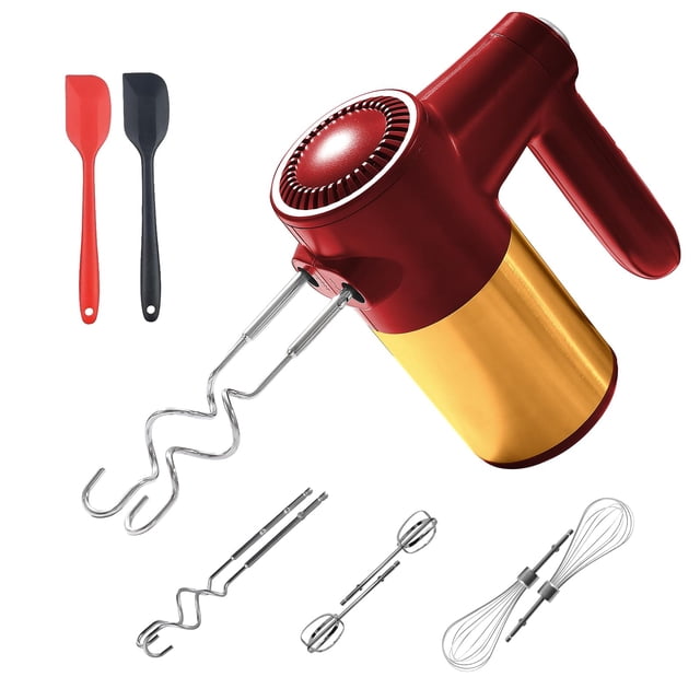 7-Speed Cordless Hand Mixer for Baking - Electric Handheld Mixer with 6 Stainless Steel Attachments, Turbo Boost, Digital Display, Lightweight Cake M