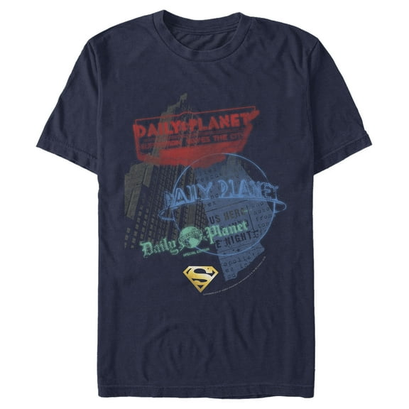 Men's Superman Daily Planet in News  Graphic Tee Navy Blue Large