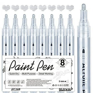 White Paint Pen Acrylic Marker: 8 Pack 0.7mm White Paint Marker for Metal  Art Wood Black Paper Plastic Ceramic Metallic Rock Painting Drawing Extra  Fine Point Ideal for Artist & Students