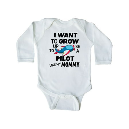 

Inktastic I Want To Grow up To Be a Pilot Like My Mommy Gift Baby Boy or Baby Girl Long Sleeve Bodysuit